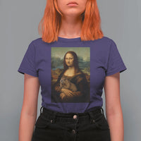 Mona Lisa Holding Groundhog Parody Painting T Shirt For Women Funny Groundhog Day