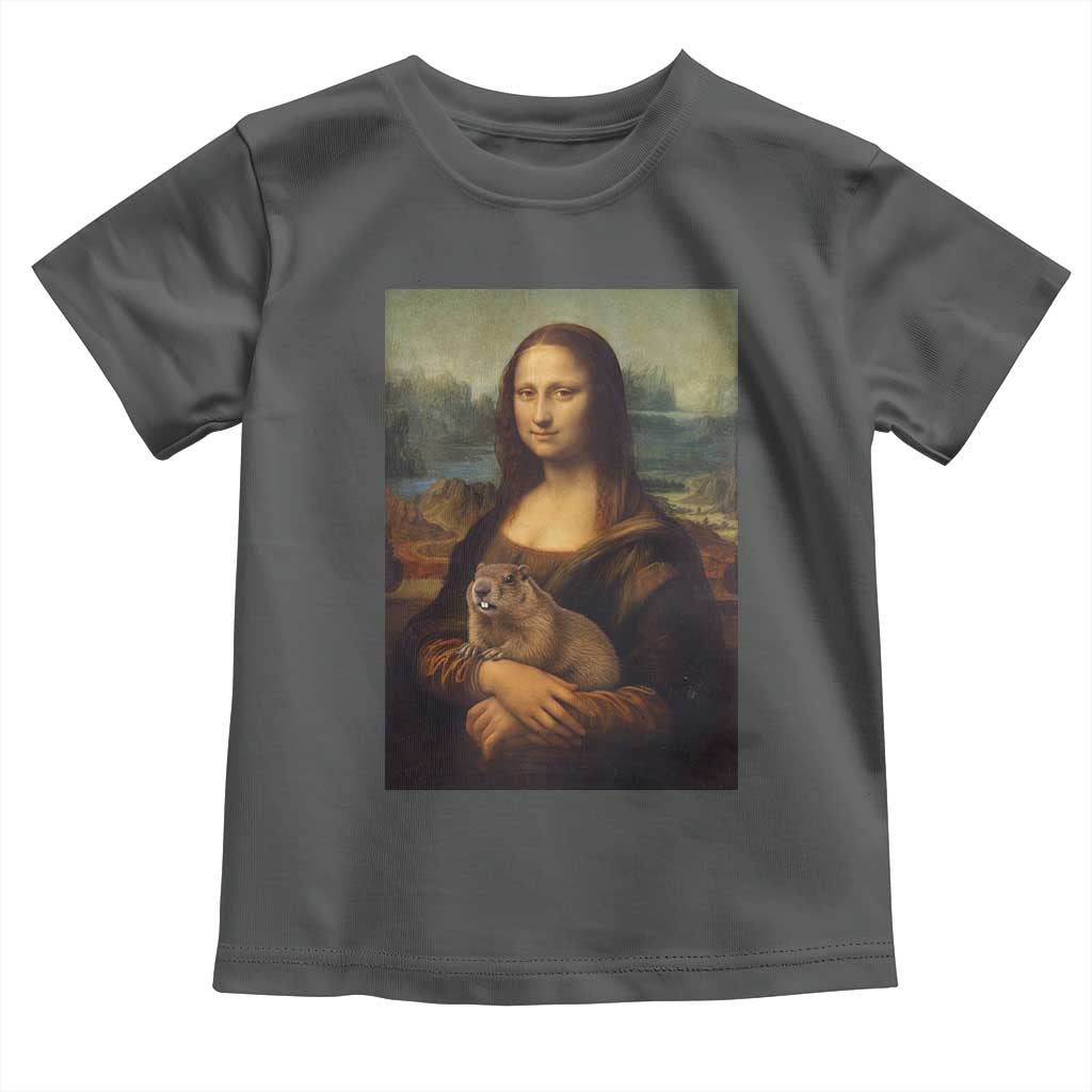 Mona Lisa Holding Groundhog Parody Painting Toddler T Shirt Funny Groundhog Day