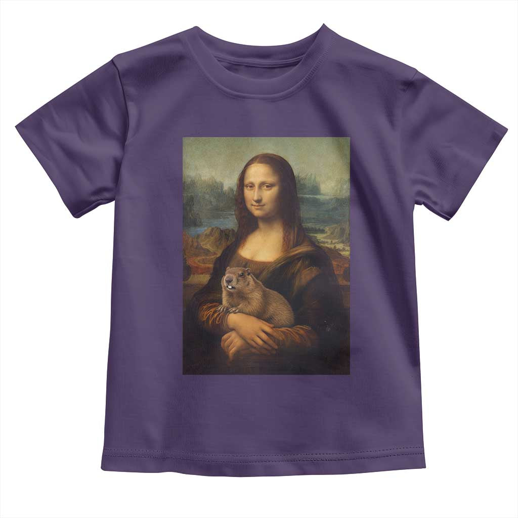 Mona Lisa Holding Groundhog Parody Painting Toddler T Shirt Funny Groundhog Day