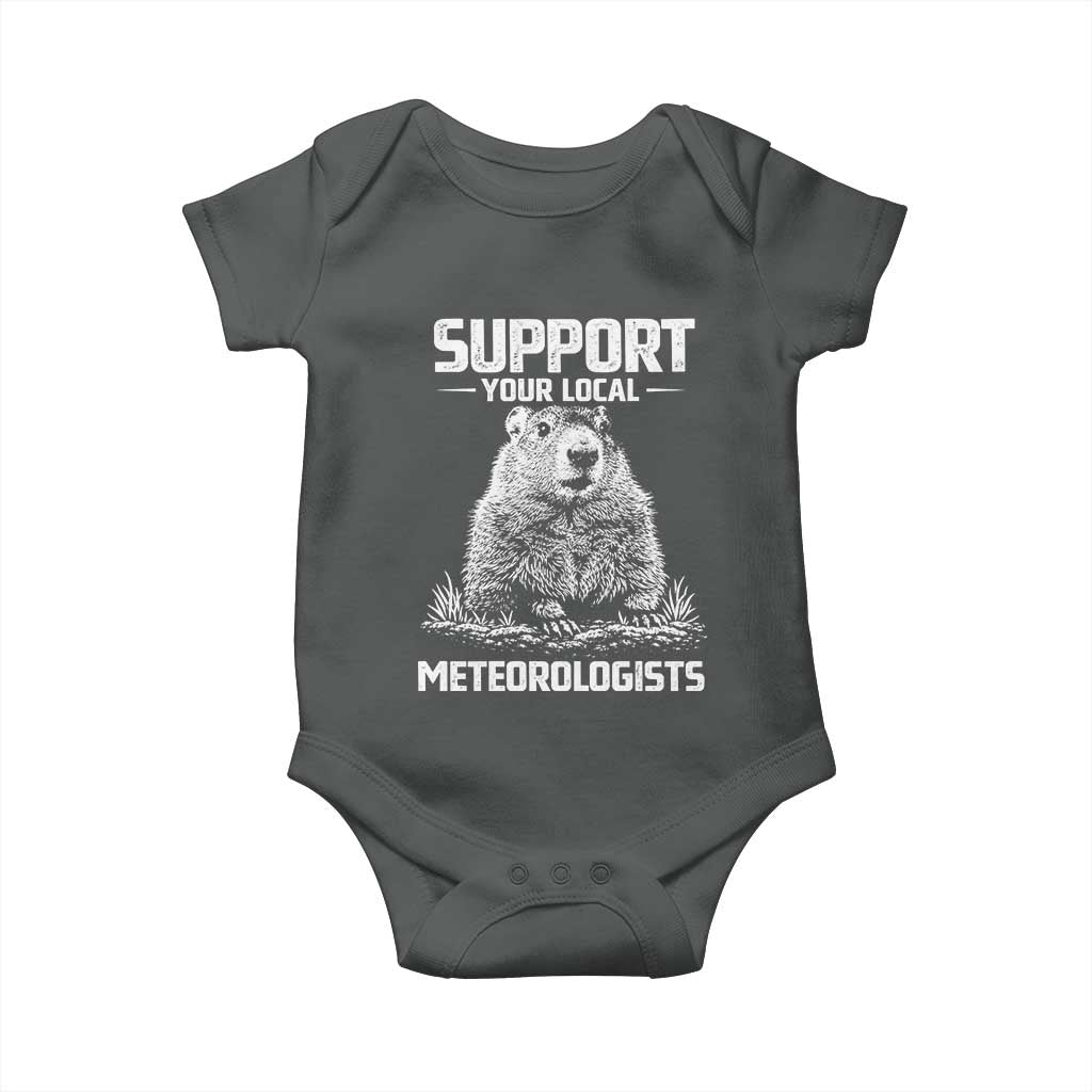 Funny Woodchuck Groundhog Day Baby Onesie Support Your Local Meteorologists