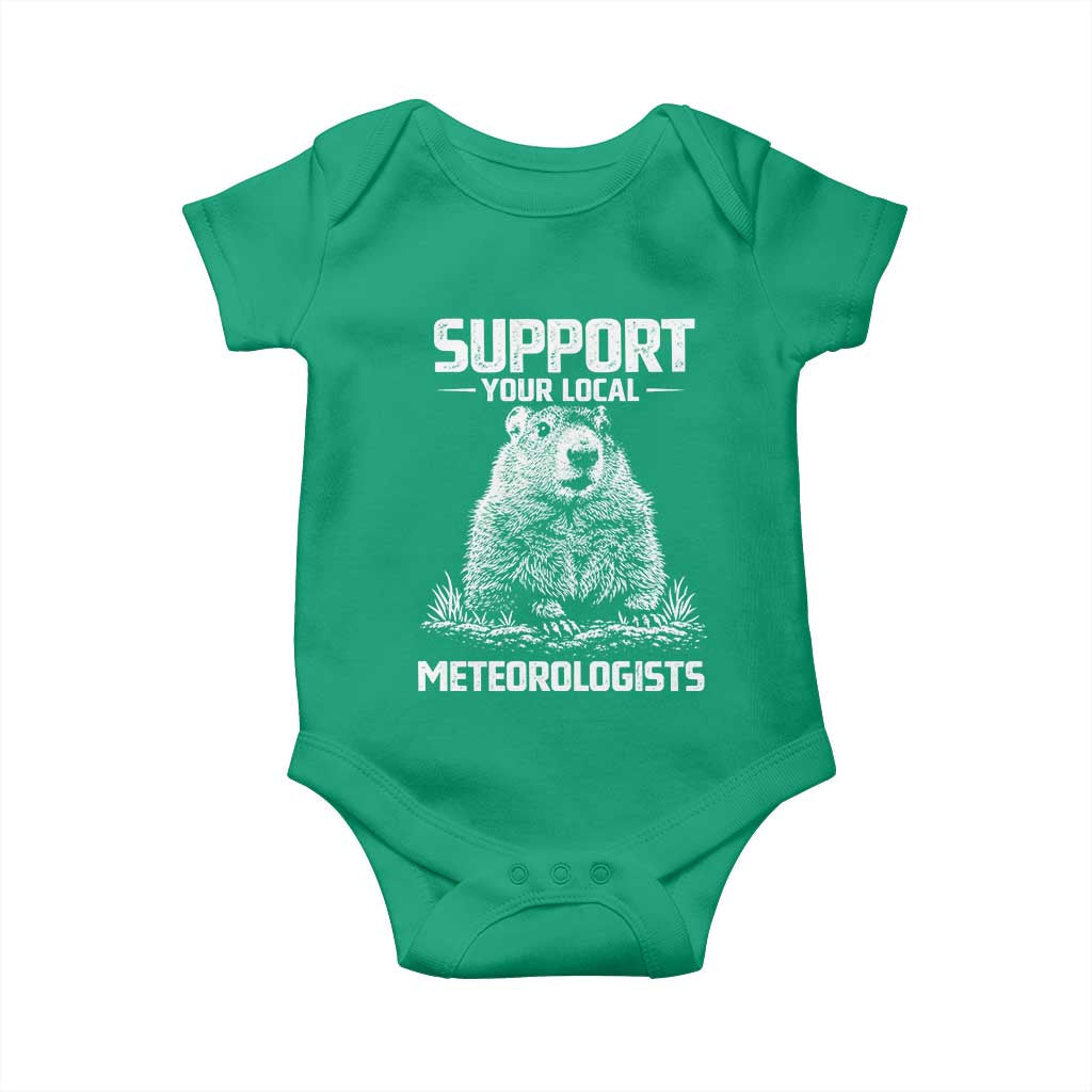 Funny Woodchuck Groundhog Day Baby Onesie Support Your Local Meteorologists