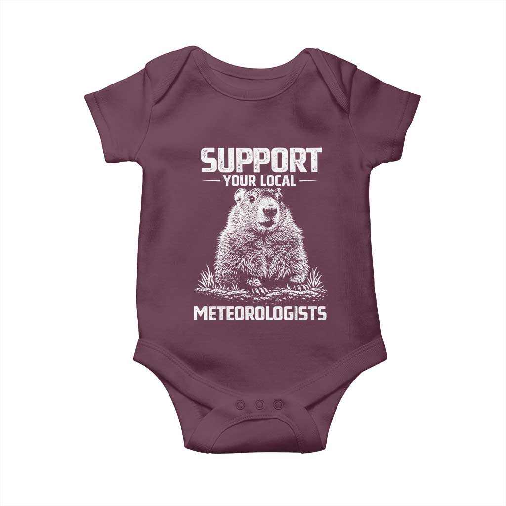 Funny Woodchuck Groundhog Day Baby Onesie Support Your Local Meteorologists