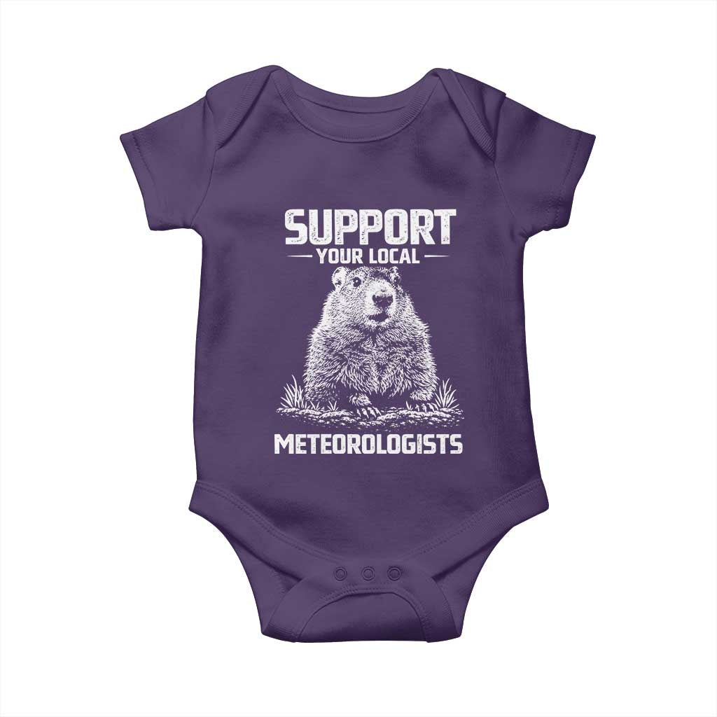 Funny Woodchuck Groundhog Day Baby Onesie Support Your Local Meteorologists
