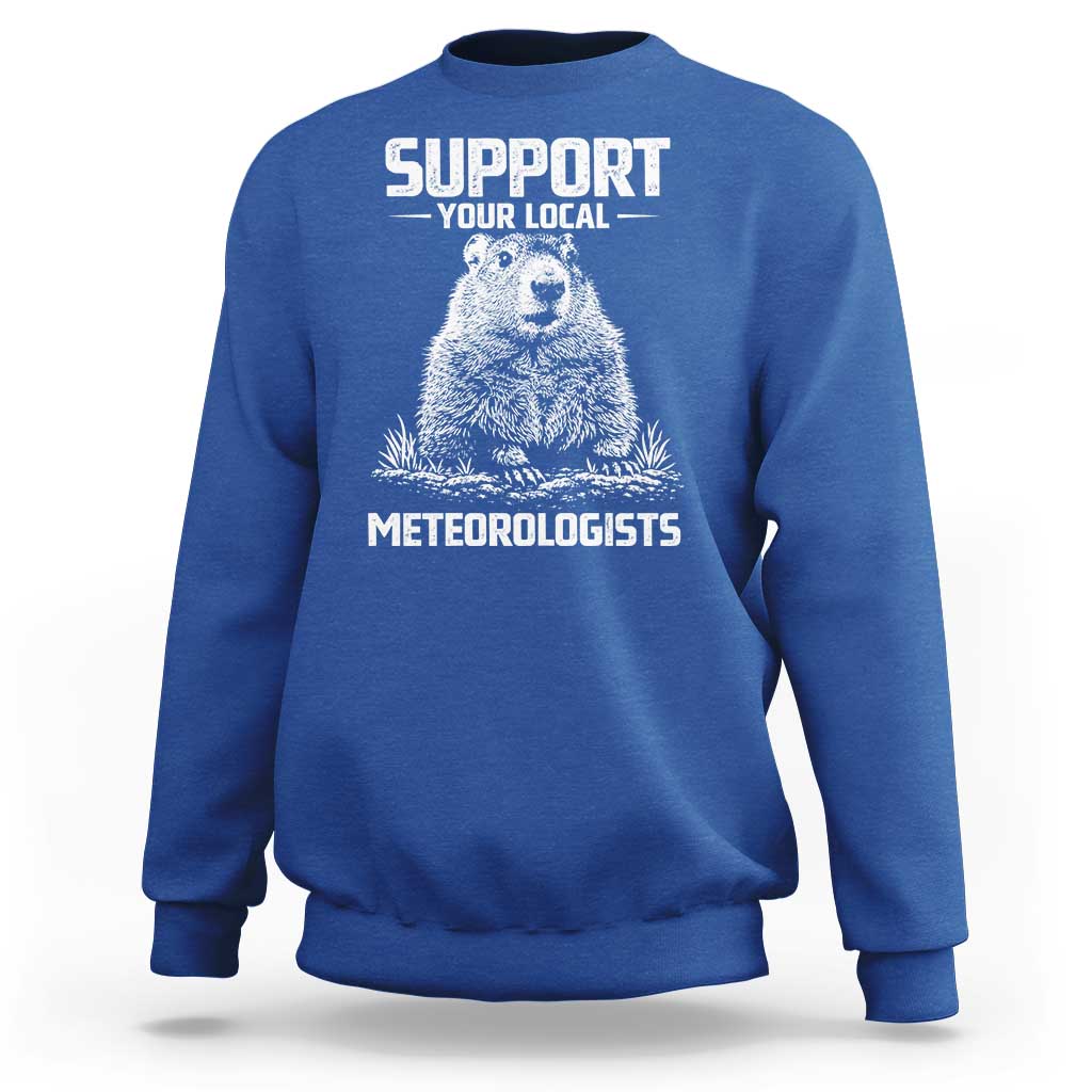 Funny Woodchuck Groundhog Day Sweatshirt Support Your Local Meteorologists