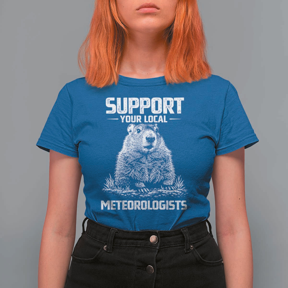 Funny Woodchuck Groundhog Day T Shirt For Women Support Your Local Meteorologists