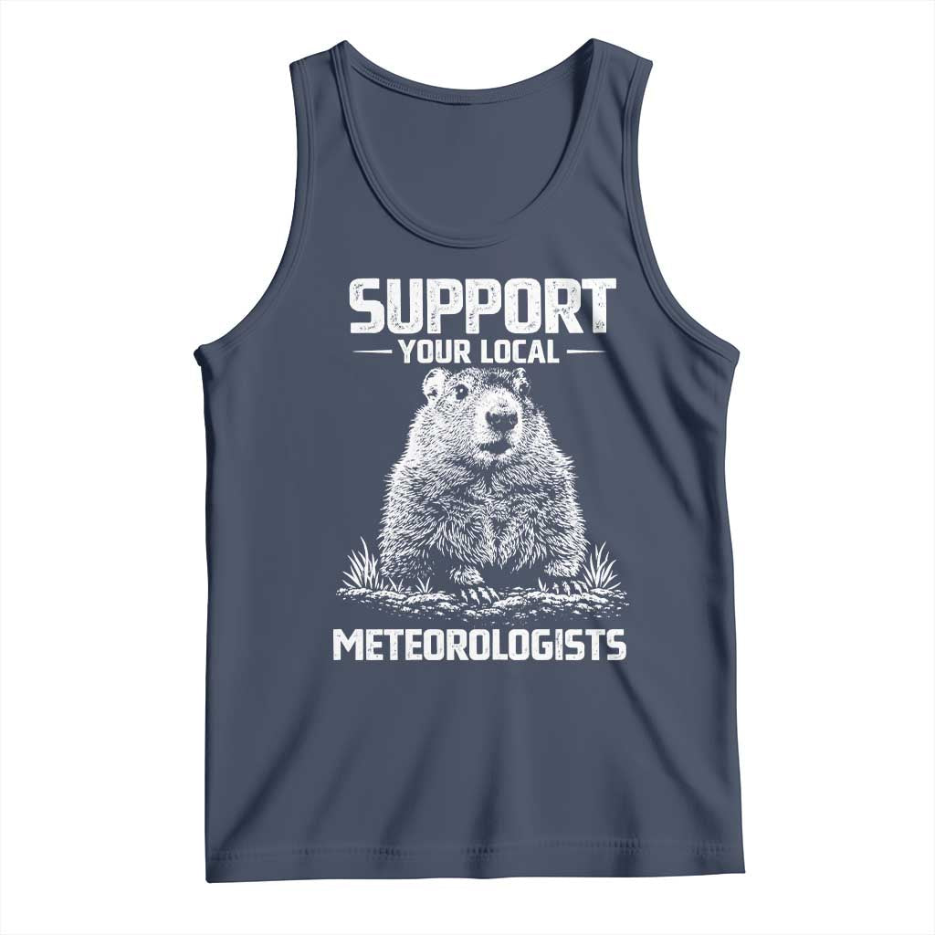 Funny Woodchuck Groundhog Day Tank Top Support Your Local Meteorologists