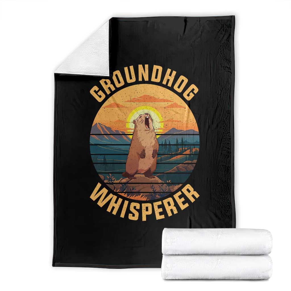 Funny Groundhog Whisperer Throw Blanket Screaming Woodchuck Mountain Forest