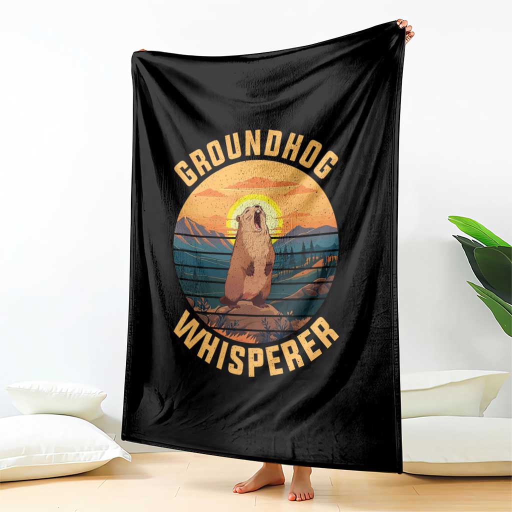 Funny Groundhog Whisperer Throw Blanket Screaming Woodchuck Mountain Forest