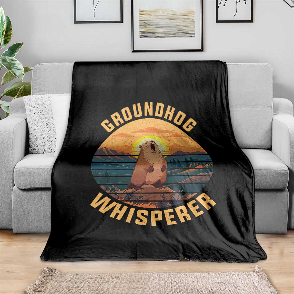Funny Groundhog Whisperer Throw Blanket Screaming Woodchuck Mountain Forest