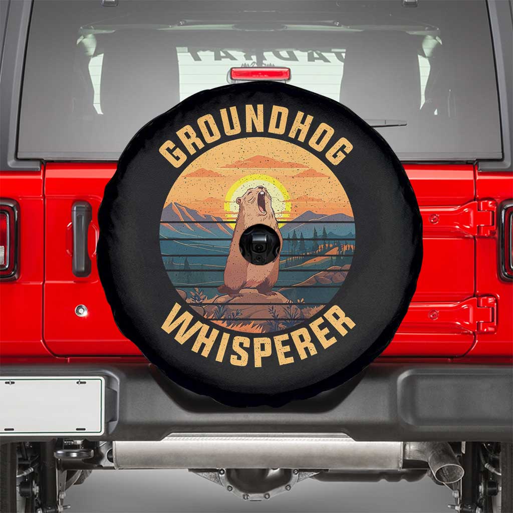 Funny Groundhog Whisperer Spare Tire Cover Screaming Woodchuck Mountain Forest