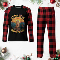 Funny Groundhog Whisperer Plaid Pajama Set Screaming Woodchuck Mountain Forest