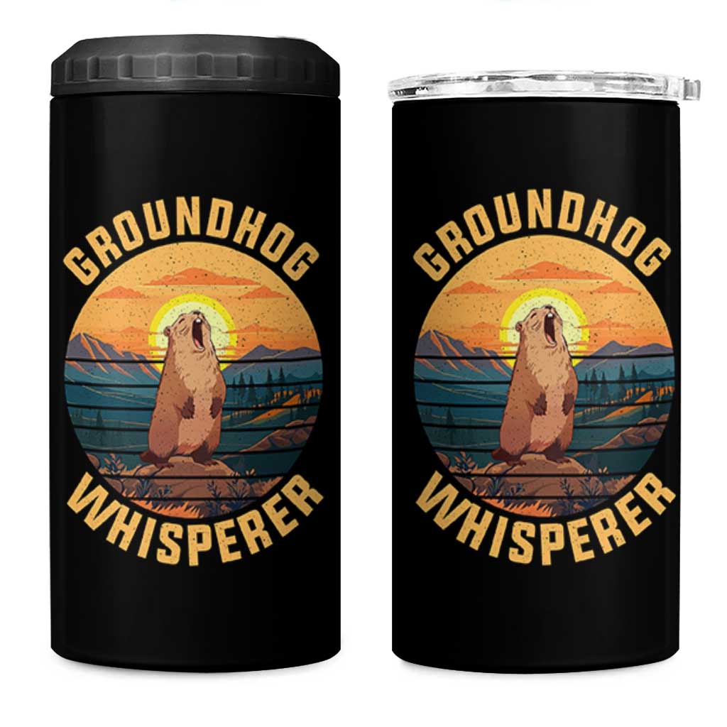 Funny Groundhog Whisperer 4 in 1 Can Cooler Tumbler Screaming Woodchuck Mountain Forest