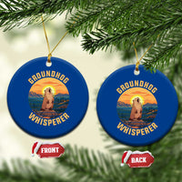 Funny Groundhog Whisperer Ceramic Ornament Screaming Woodchuck Mountain Forest