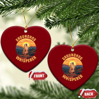 Funny Groundhog Whisperer Ceramic Ornament Screaming Woodchuck Mountain Forest