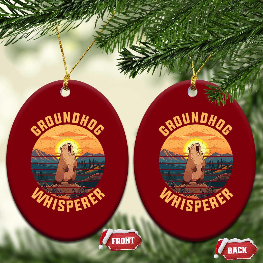 Funny Groundhog Whisperer Ceramic Ornament Screaming Woodchuck Mountain Forest