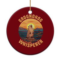 Funny Groundhog Whisperer Ceramic Ornament Screaming Woodchuck Mountain Forest
