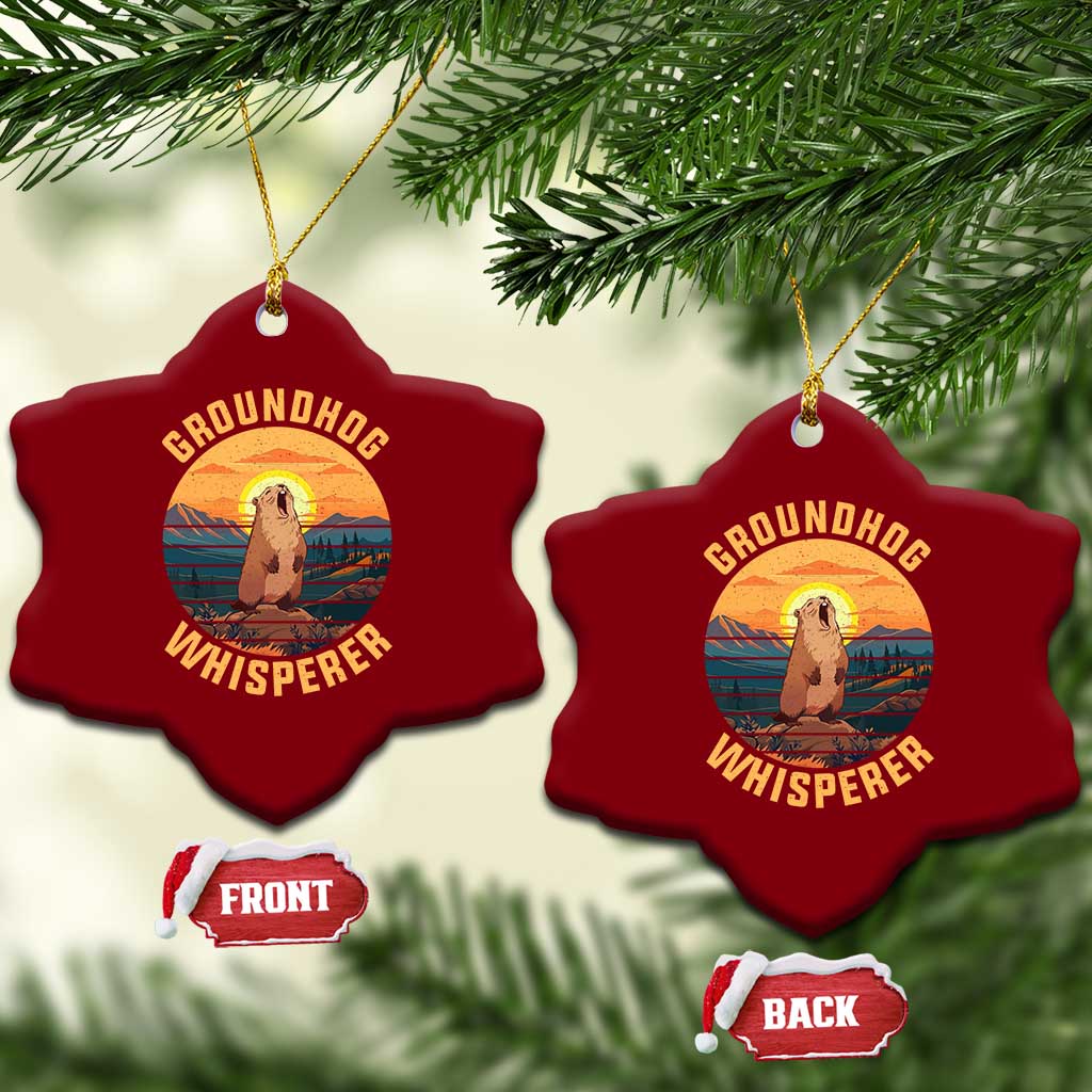 Funny Groundhog Whisperer Ceramic Ornament Screaming Woodchuck Mountain Forest