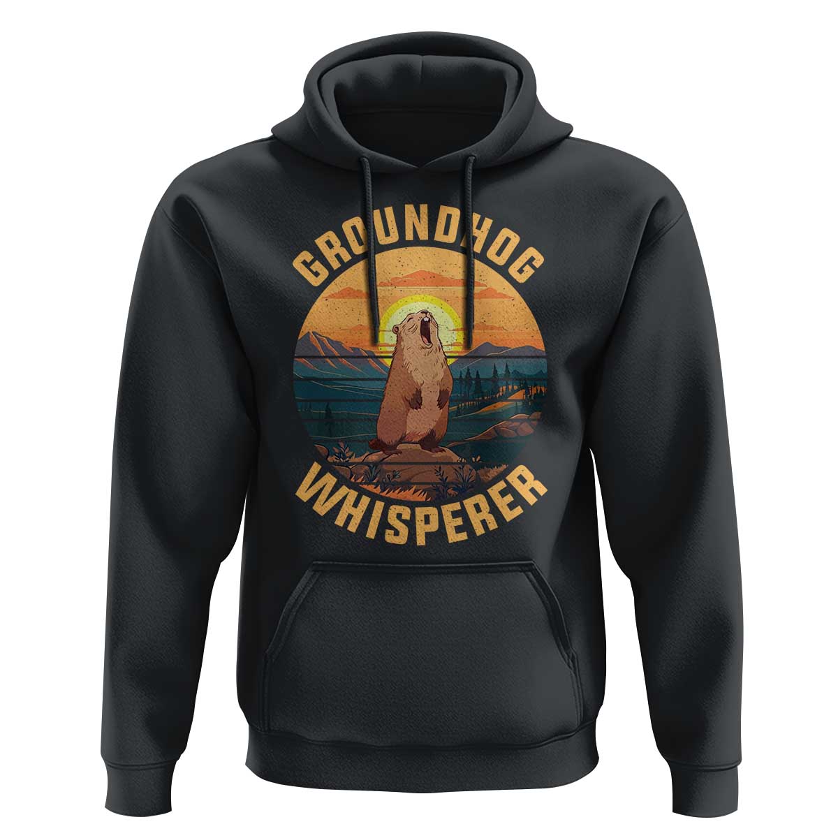 Funny Groundhog Whisperer Hoodie Screaming Woodchuck Mountain Forest
