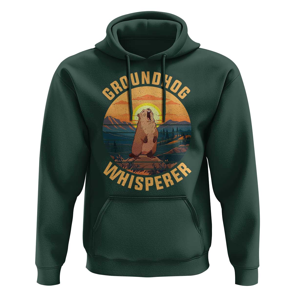 Funny Groundhog Whisperer Hoodie Screaming Woodchuck Mountain Forest
