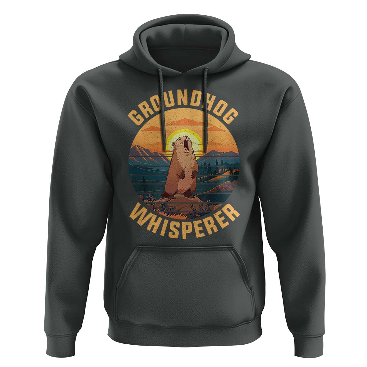 Funny Groundhog Whisperer Hoodie Screaming Woodchuck Mountain Forest