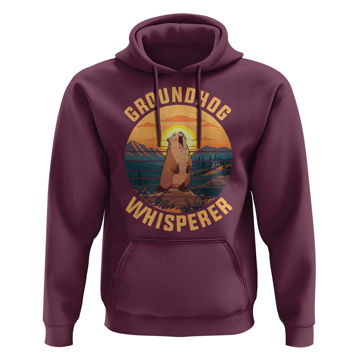 Funny Groundhog Whisperer Hoodie Screaming Woodchuck Mountain Forest