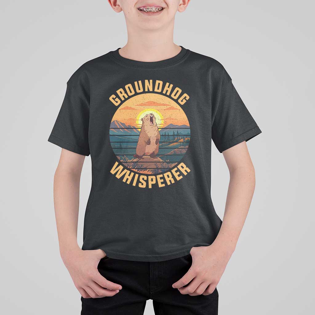 Funny Groundhog Whisperer T Shirt For Kid Screaming Woodchuck Mountain Forest