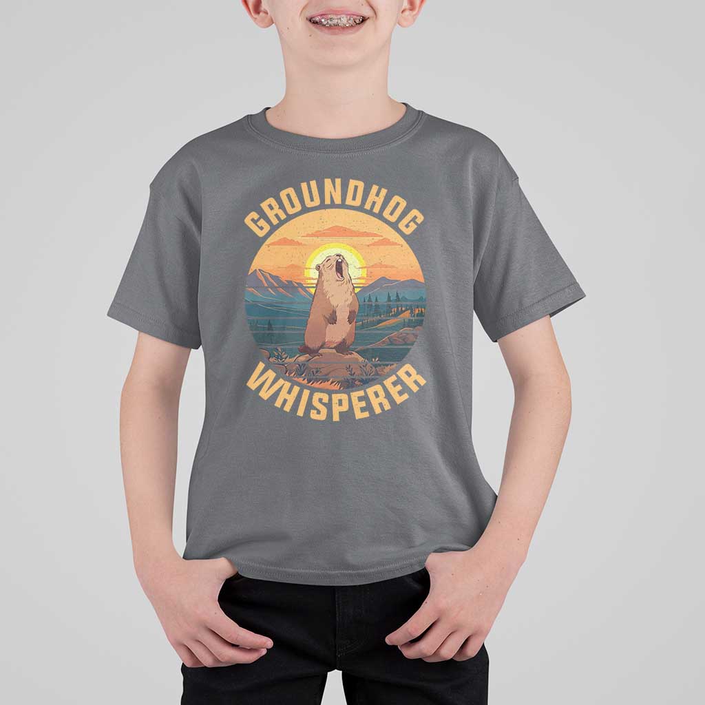 Funny Groundhog Whisperer T Shirt For Kid Screaming Woodchuck Mountain Forest