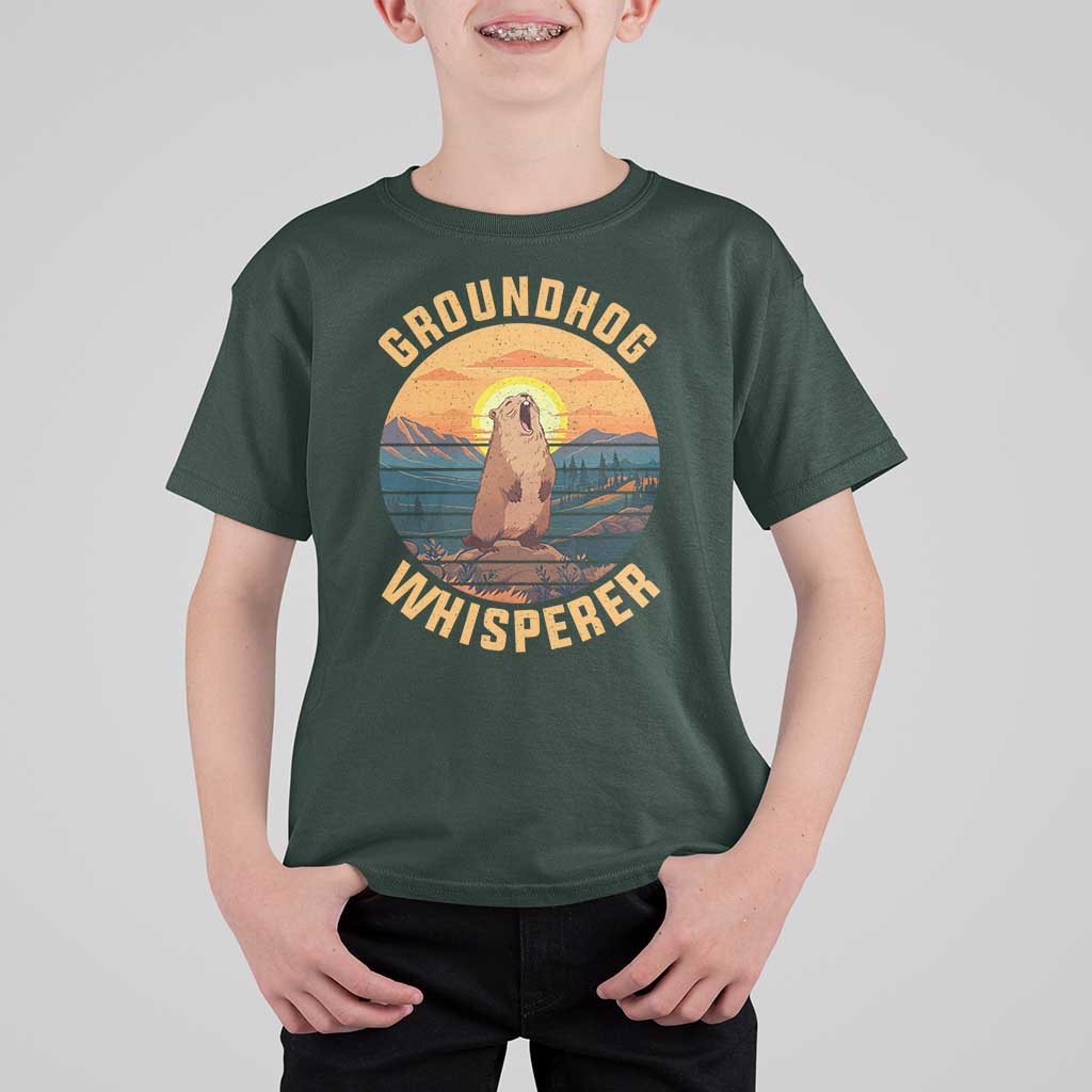 Funny Groundhog Whisperer T Shirt For Kid Screaming Woodchuck Mountain Forest