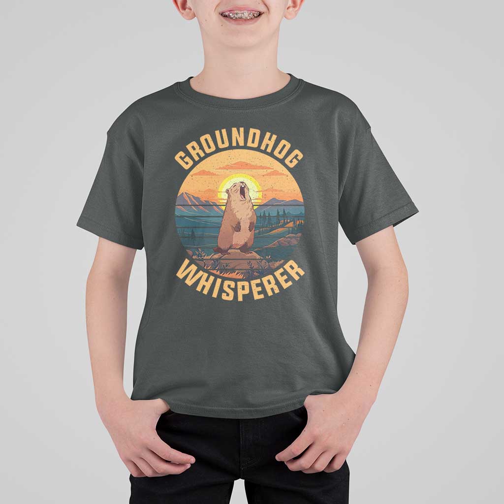 Funny Groundhog Whisperer T Shirt For Kid Screaming Woodchuck Mountain Forest