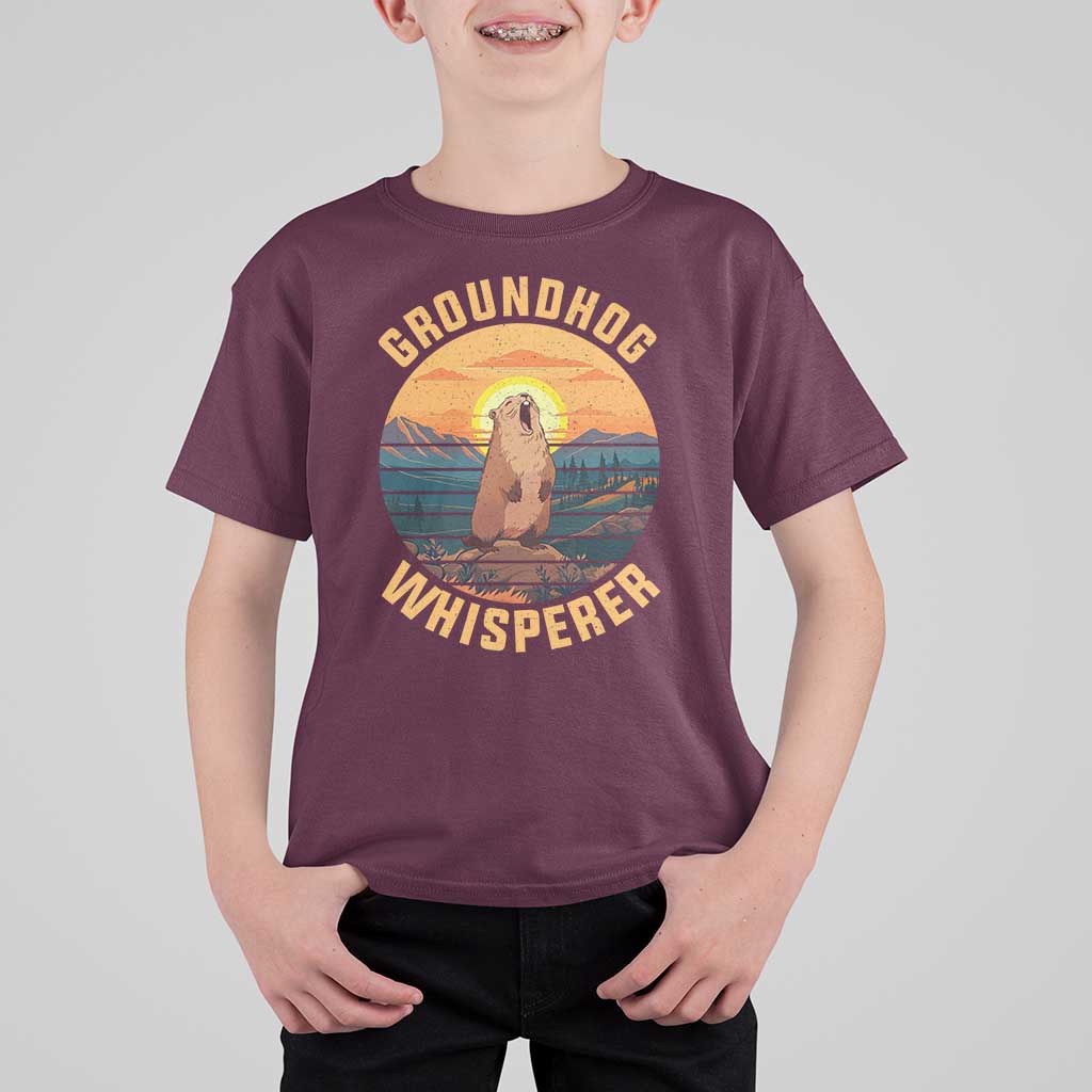 Funny Groundhog Whisperer T Shirt For Kid Screaming Woodchuck Mountain Forest