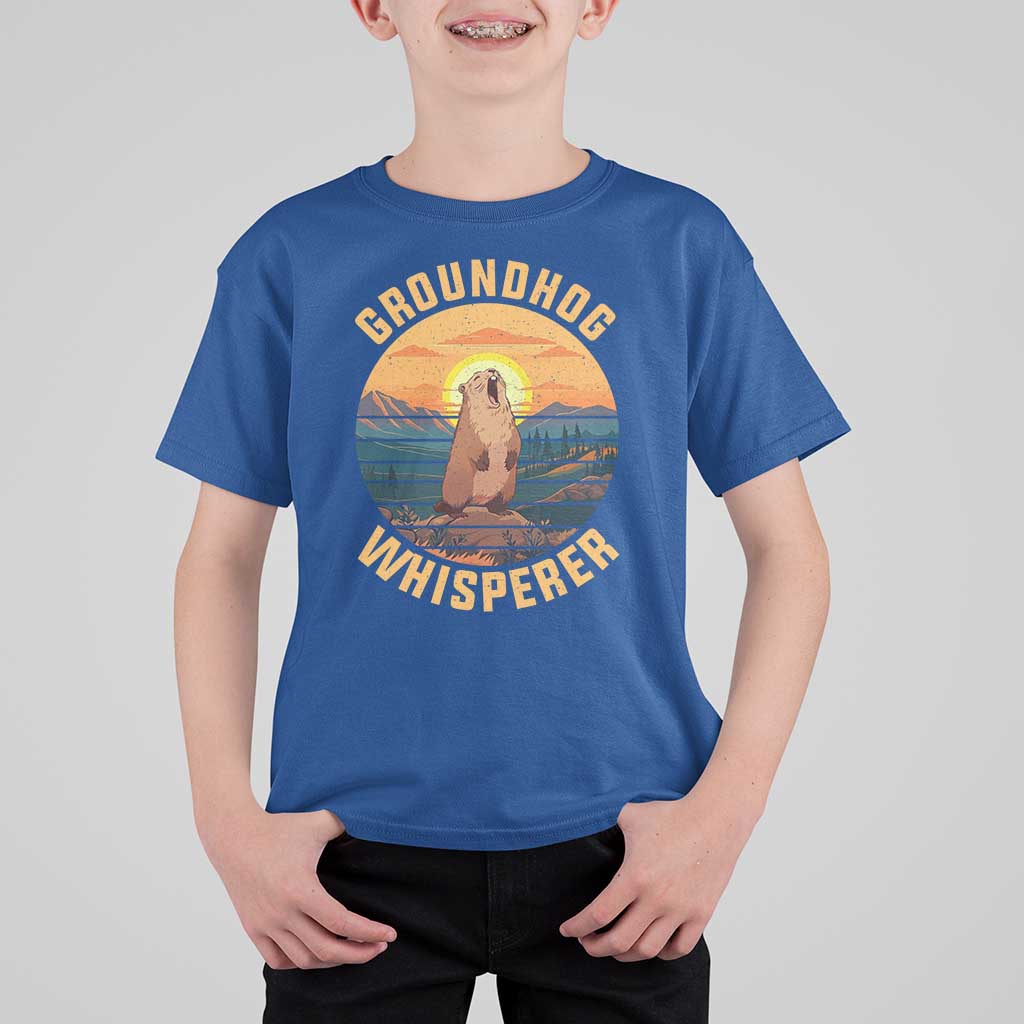 Funny Groundhog Whisperer T Shirt For Kid Screaming Woodchuck Mountain Forest