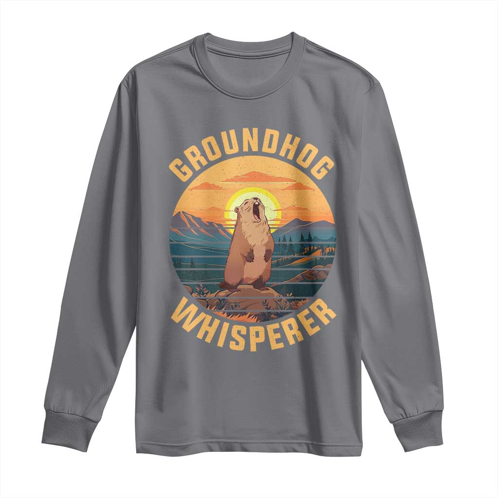 Funny Groundhog Whisperer Long Sleeve Shirt Screaming Woodchuck Mountain Forest