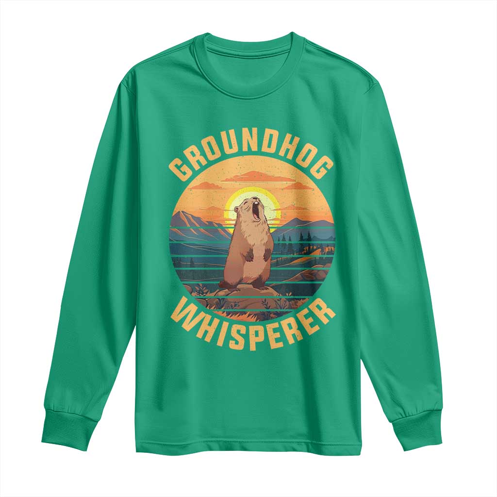 Funny Groundhog Whisperer Long Sleeve Shirt Screaming Woodchuck Mountain Forest