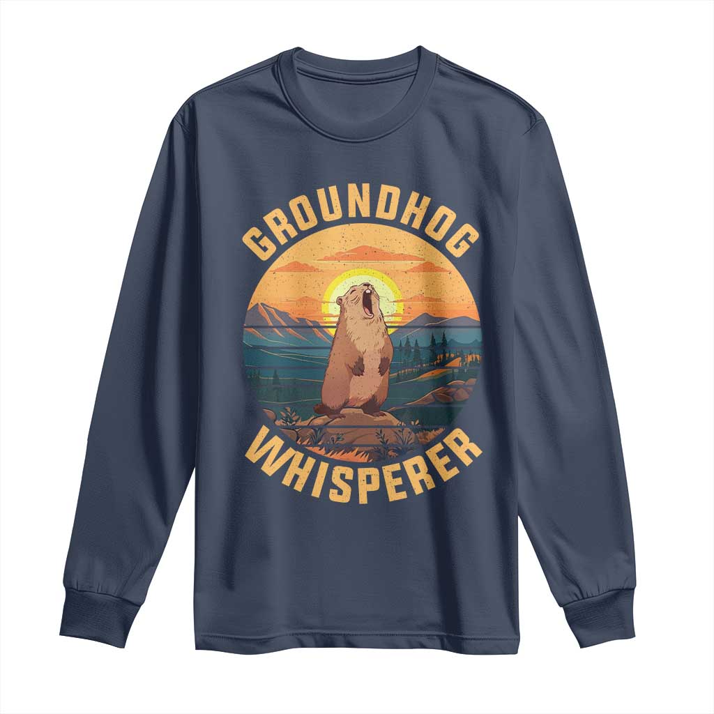 Funny Groundhog Whisperer Long Sleeve Shirt Screaming Woodchuck Mountain Forest