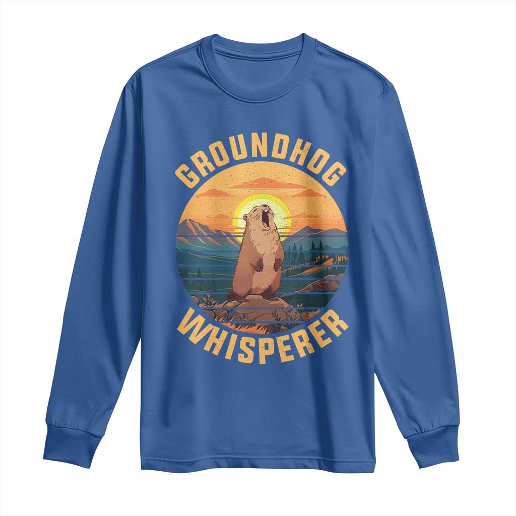 Funny Groundhog Whisperer Long Sleeve Shirt Screaming Woodchuck Mountain Forest