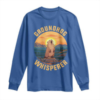 Funny Groundhog Whisperer Long Sleeve Shirt Screaming Woodchuck Mountain Forest