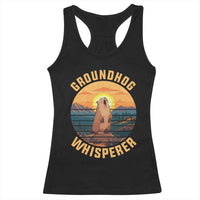 Funny Groundhog Whisperer Racerback Tank Top Screaming Woodchuck Mountain Forest