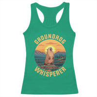 Funny Groundhog Whisperer Racerback Tank Top Screaming Woodchuck Mountain Forest