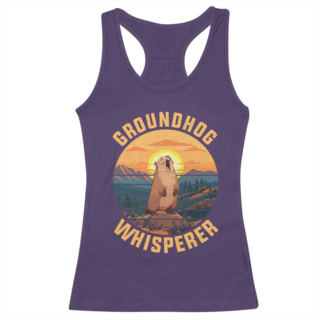 Funny Groundhog Whisperer Racerback Tank Top Screaming Woodchuck Mountain Forest