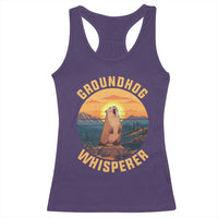 Funny Groundhog Whisperer Racerback Tank Top Screaming Woodchuck Mountain Forest