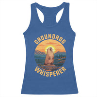 Funny Groundhog Whisperer Racerback Tank Top Screaming Woodchuck Mountain Forest