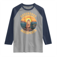 Funny Groundhog Whisperer Raglan Shirt Screaming Woodchuck Mountain Forest