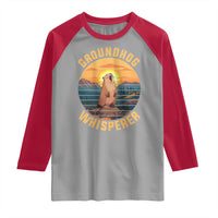 Funny Groundhog Whisperer Raglan Shirt Screaming Woodchuck Mountain Forest