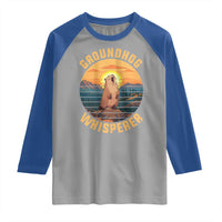 Funny Groundhog Whisperer Raglan Shirt Screaming Woodchuck Mountain Forest