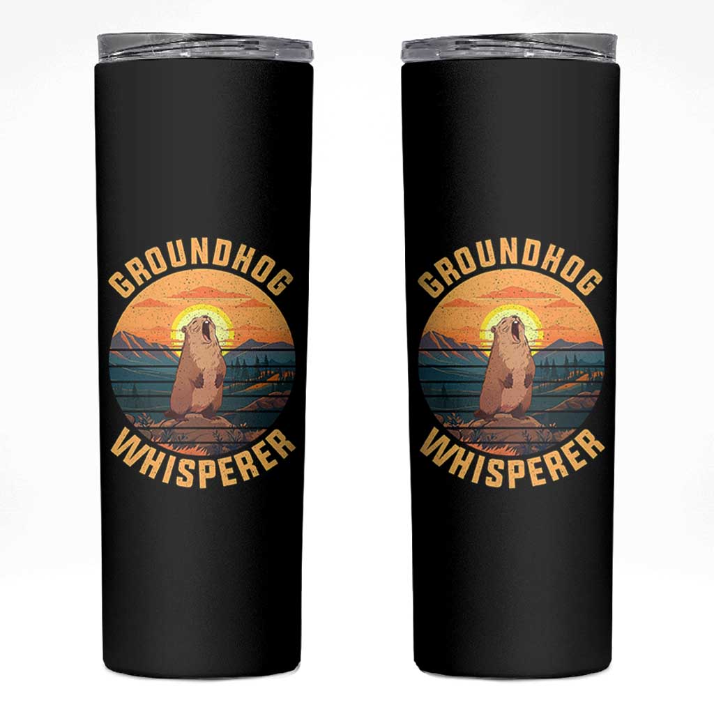 Funny Groundhog Whisperer Skinny Tumbler Screaming Woodchuck Mountain Forest