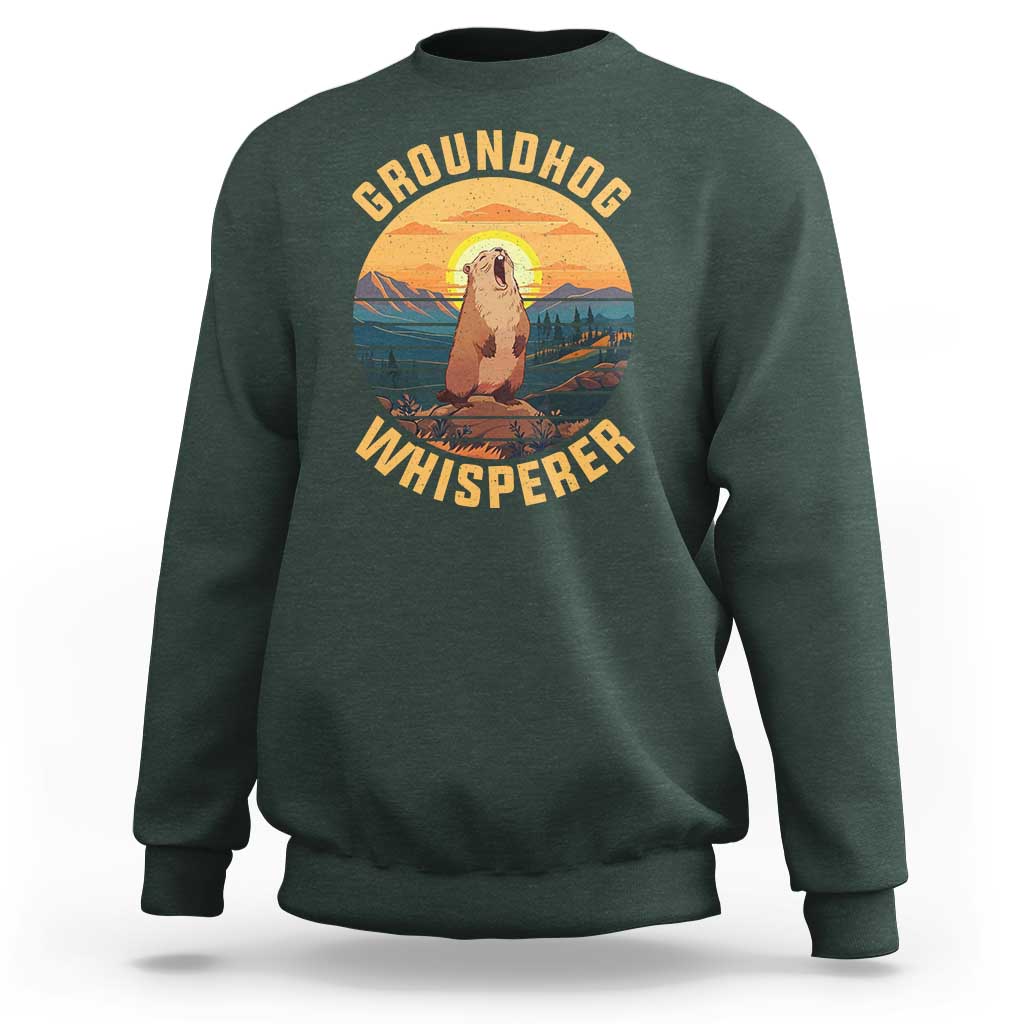 Funny Groundhog Whisperer Sweatshirt Screaming Woodchuck Mountain Forest