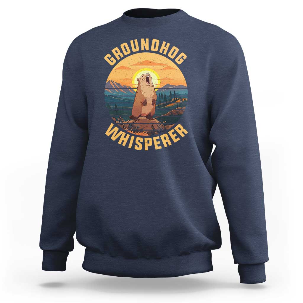 Funny Groundhog Whisperer Sweatshirt Screaming Woodchuck Mountain Forest