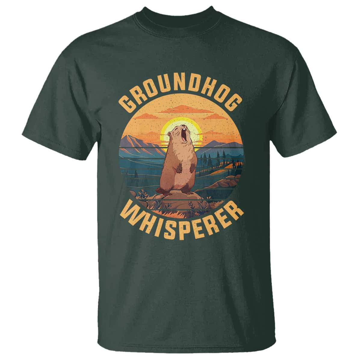 Funny Groundhog Whisperer T Shirt Screaming Woodchuck Mountain Forest
