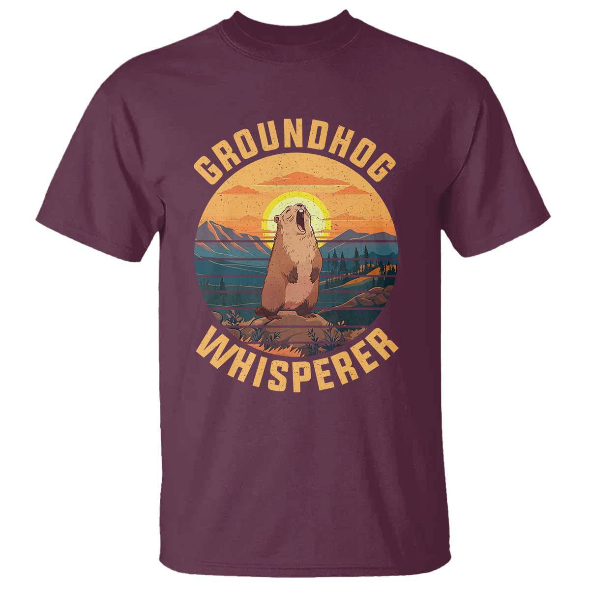 Funny Groundhog Whisperer T Shirt Screaming Woodchuck Mountain Forest