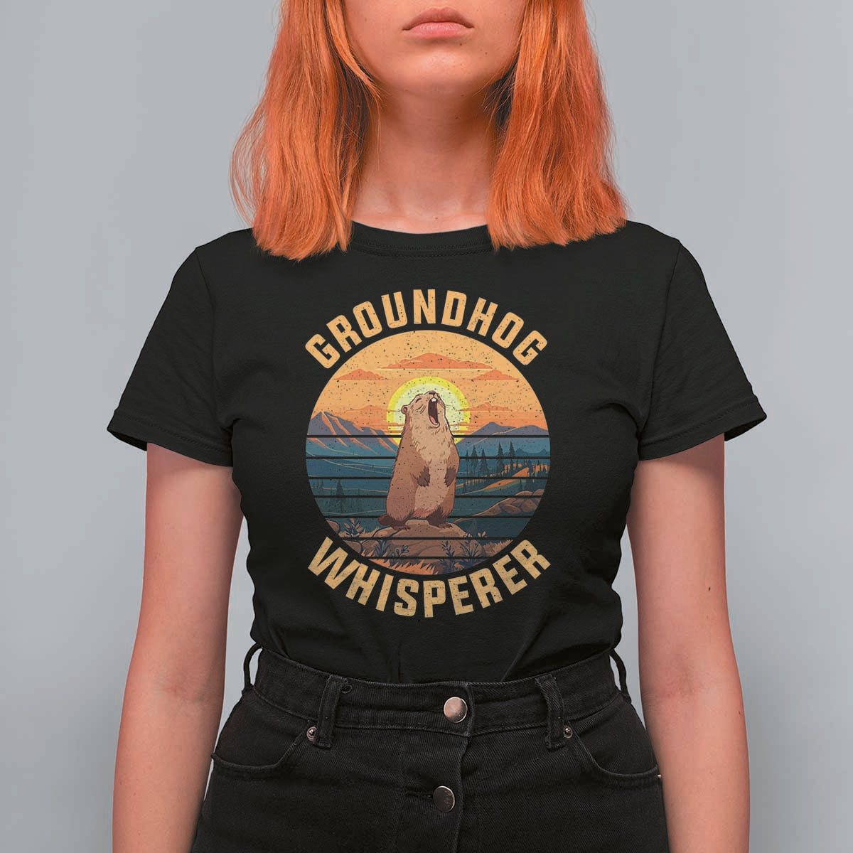 Funny Groundhog Whisperer T Shirt For Women Screaming Woodchuck Mountain Forest